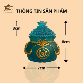 Hũ Muối Gạo Tài Lộc Chiêu Tài May Mắn Cao 8cm Màu Xanh Dương