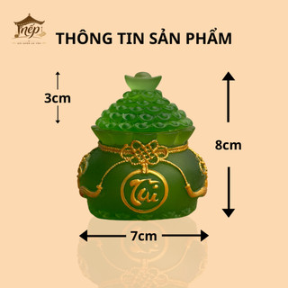 Bộ 3 Hũ Muối Gạo Tài Lộc Chiêu Tài May Mắn Cao 8cm Màu Xanh Lá