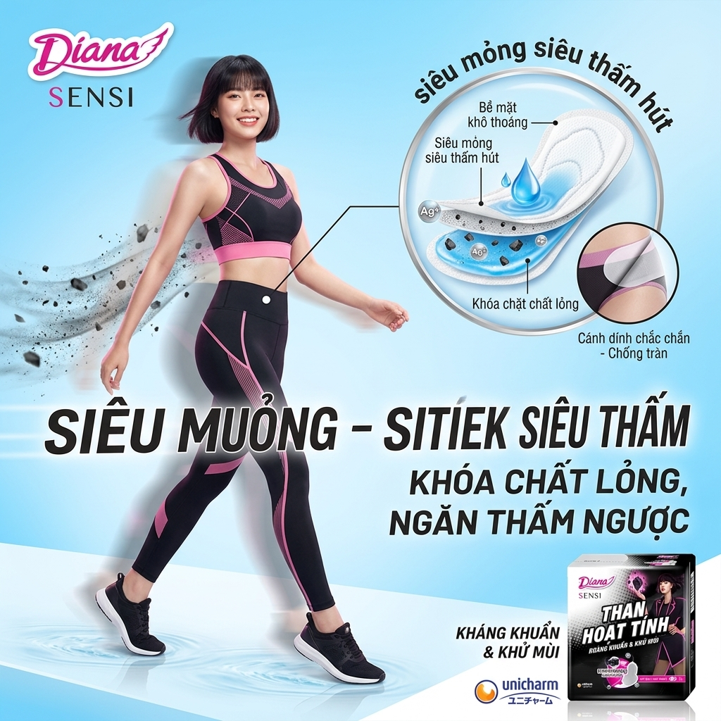 🖤 BVS DIANA SENSI THAN HOẠT TÍNH – KHÁNG KHUẨN & KHỬ MÙI TUYỆT ĐỐI