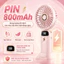 Quạt Mini 2 Trong 1 Kèm Kệ Điện Thoại, TIDY SHOP, Quạt Tích Điện Cầm Tay Pin 800mAh Sạc USB Tiện Lợi