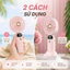 Quạt Mini 2 Trong 1 Kèm Kệ Điện Thoại, TIDY SHOP, Quạt Tích Điện Cầm Tay Pin 800mAh Sạc USB Tiện Lợi