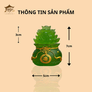Bộ 3 Hũ Muối Gạo Tài Lộc Chiêu Tài May Mắn Cao 7cm Màu Xanh Lá