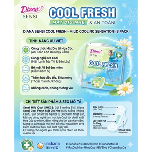 BVS DIANA SENSI COOL FRESH MÁT DỊU NHẸ SIÊU MỎNG KHÔNG CÁNH (GÓI 8 MIẾNG)