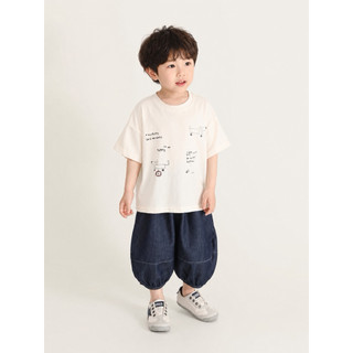 Áo thun áo phông cộc tay mùa hè bé trai bé gái Batala Kids, ÁO CỘC TAY COTTON 4 CHIỂU ĐEN TRẮNG IN HÌNH CÚN từ 8-25kg
