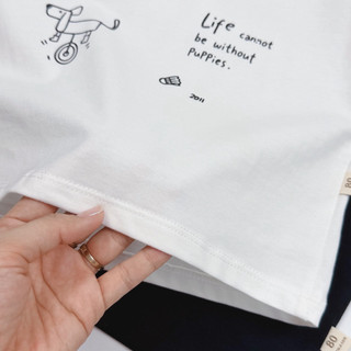 Áo thun áo phông cộc tay mùa hè bé trai bé gái Batala Kids, ÁO CỘC TAY COTTON 4 CHIỂU ĐEN TRẮNG IN HÌNH CÚN từ 8-25kg