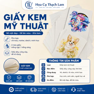 Giấy Kem Mỹ Thuật A4 Cao Cấp Vẽ Màu Chì Marker 80-190gsm, Giấy Dày Dễ Lên Màu