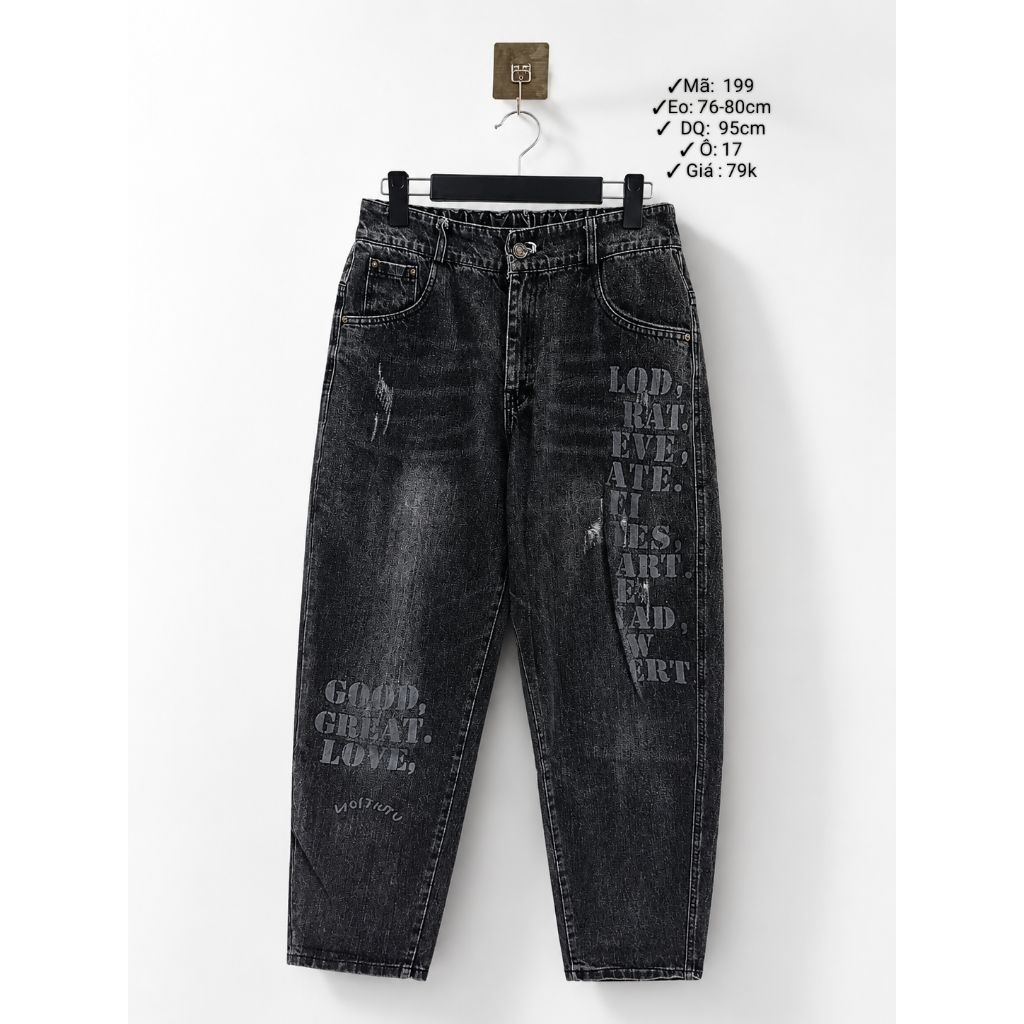 Quần Jean Nữ (2HAND)Ống Suông Cạp Cao Form Rộng Retro Cá Tính Dễ Phối Đồ
