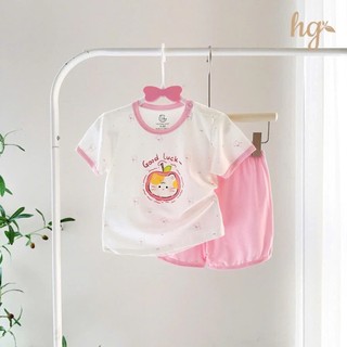 Bộ Cộc Tay Hàng HG Chất Petit Thun Lạnh Mềm Mịn Thoáng Mát Cho Bé Gái Bé Trai Hàng Chuẩn HG