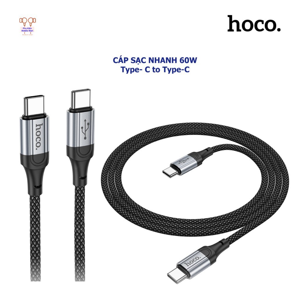 Cáp Sạc Nhanh Type C to Type C 60W Hoco X102 – Dây Sạc PD Công Suất Cao, Sạc Nhanh Cho ĐT & Laptop