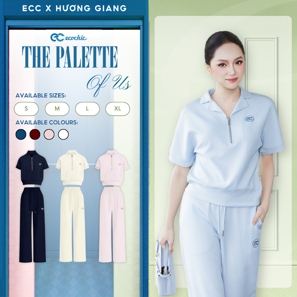 (ECC x Hương Giang) Set Bộ Vải Tencel ECOCHIC B222 Cổ Khóa Haflzip Quần Ống Suông Cao Cấp Chính Hãng
