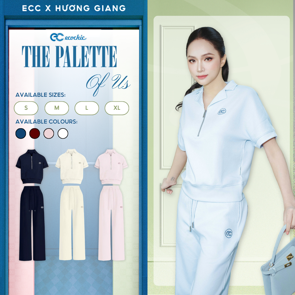 (ECC x Hương Giang) Set Bộ Vải Tencel ECOCHIC B222 Cổ Khóa Haflzip Quần Ống Suông Cao Cấp Chính Hãng