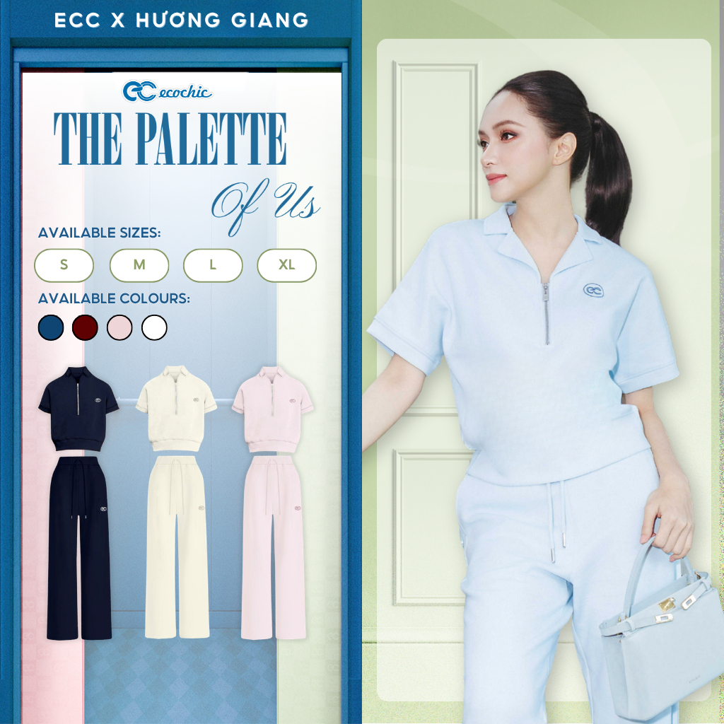(ECC x Hương Giang) Set Bộ Vải Tencel ECOCHIC B222 Cổ Khóa Haflzip Quần Ống Suông Cao Cấp Chính Hãng