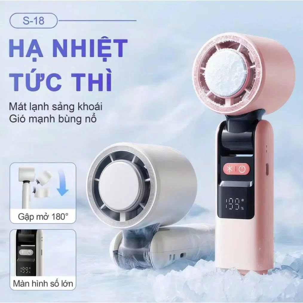 Quạt Cầm Tay Sò Lạnh K801, Màn Hình Kỹ Thuật Số Lạnh Sâu Nhanh, Pin 4000mAh,Đèn LED, Sạc Type-C - ảnh 4