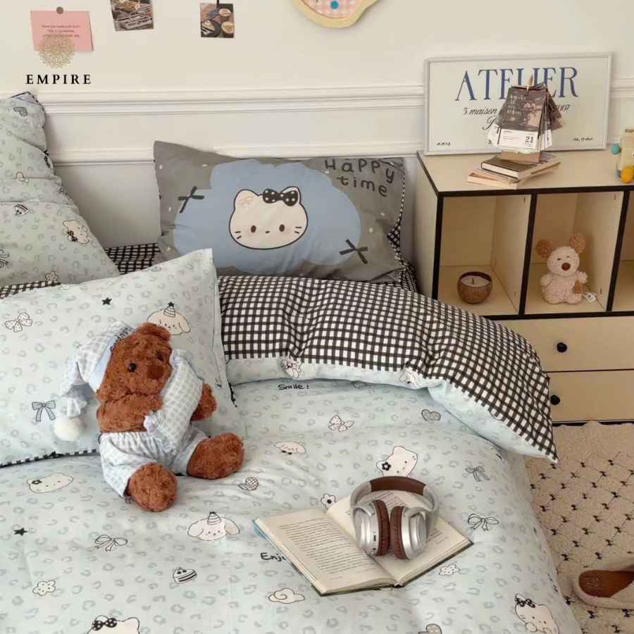 Bộ chăn ga gối cotton EMPIRE set 4 món ga trải giường bo chun drap đủ size - EMPIRE  Bedding & Decor