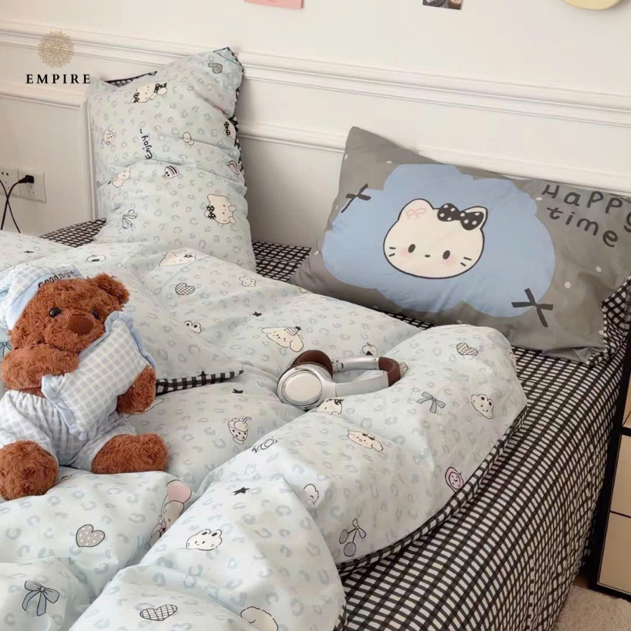 Bộ chăn ga gối cotton EMPIRE set 4 món ga trải giường bo chun drap đủ size - EMPIRE  Bedding & Decor