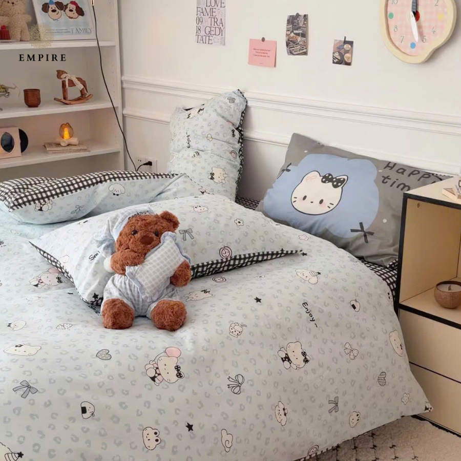 Bộ chăn ga gối cotton EMPIRE set 4 món ga trải giường bo chun drap đủ size - EMPIRE  Bedding & Decor