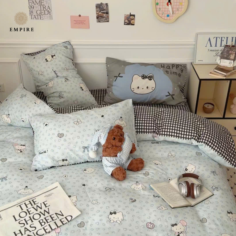 Bộ chăn ga gối cotton EMPIRE set 4 món ga trải giường bo chun drap đủ size - EMPIRE  Bedding & Decor