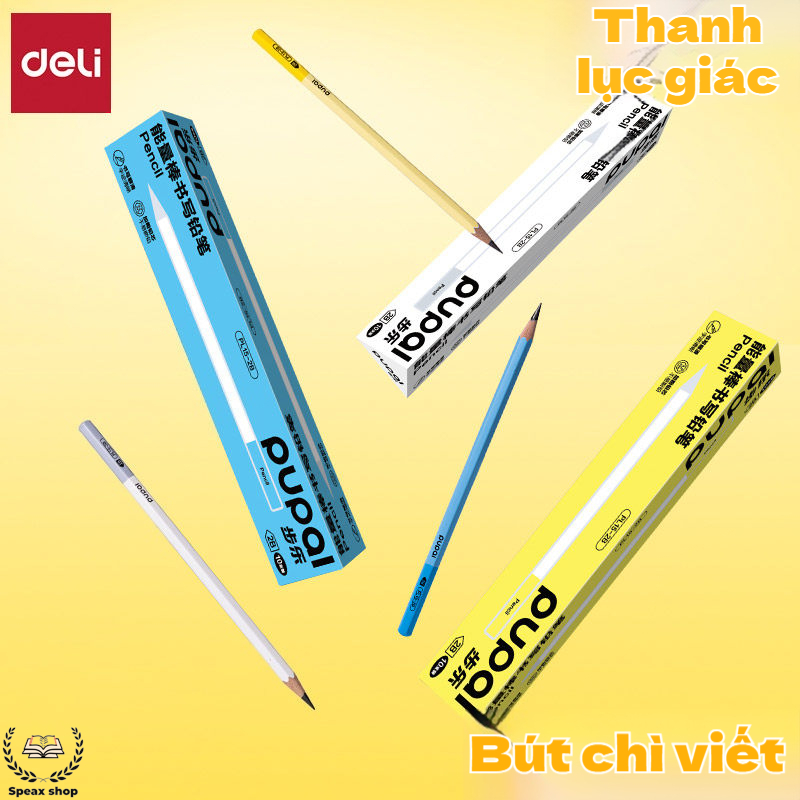 Bút chì gỗ Deli không độc hại – Lõi chì siêu to (dày), đậm màu, thân lục giác dễ cầm, dễ gọt Hộp 30 cây