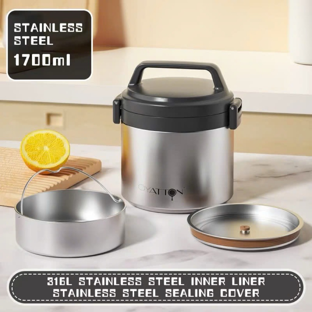 Cặp lồng ủ cháo đa năng màu trơn 1700ml OYATTON - O525