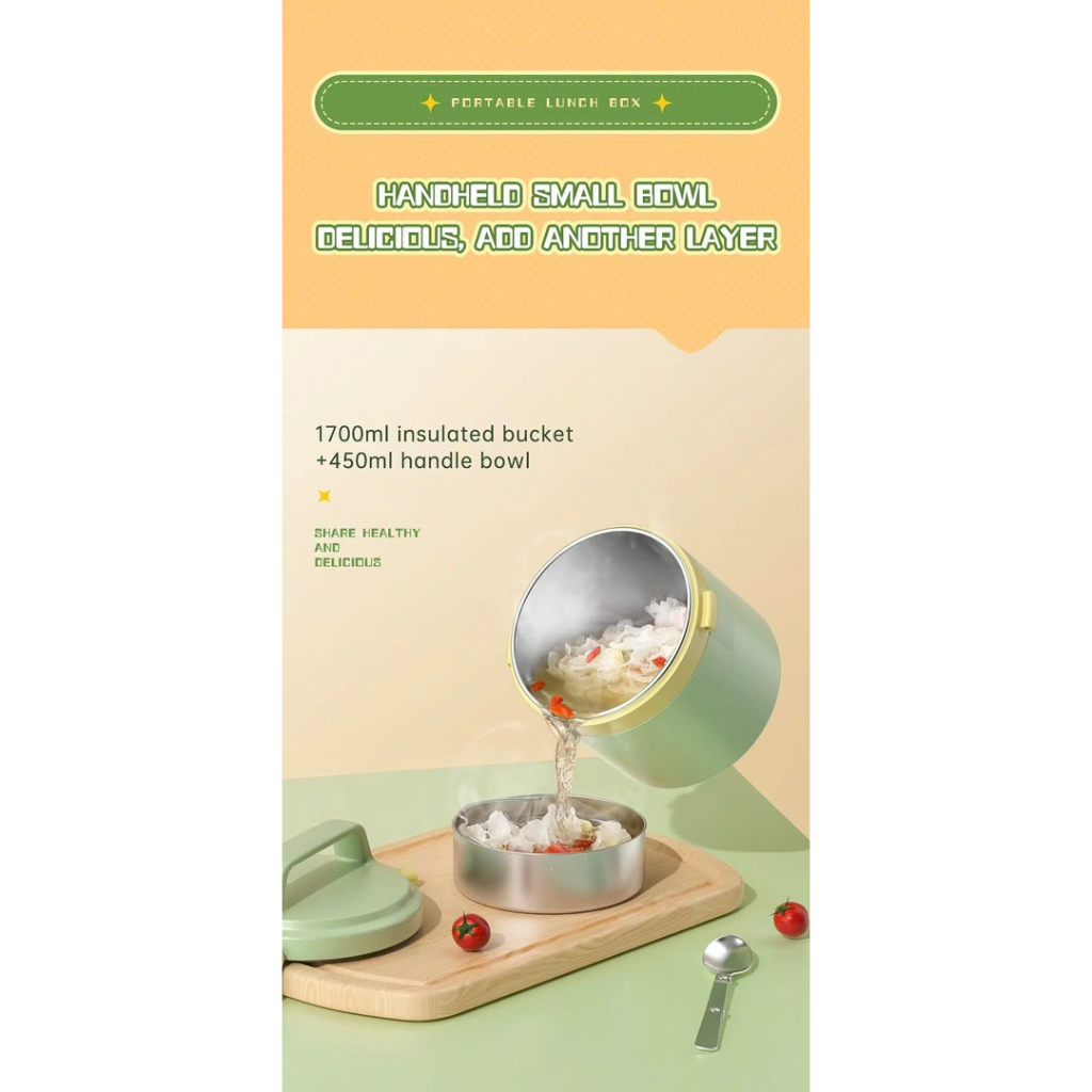 Cặp lồng ủ cháo đa năng màu trơn 1700ml OYATTON - O525