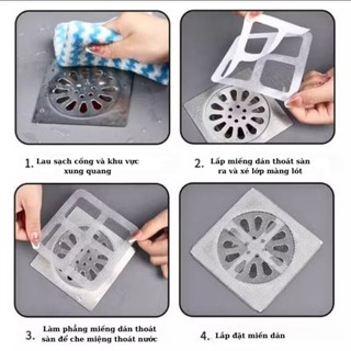 Lưới Lọc Rác Chống Tắc Set 5 Miếng Lọc Rác Nhà Tắm Miệng Cống Thoát Nước Chặn Côn Trùng 10x10cm