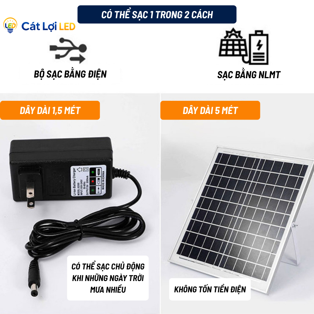 Quạt năng lượng Mặt Trời SOLAR FAN, Quạt tích điện chân quỳ, 3 cấp độ gió, Bảo hành 1 năm