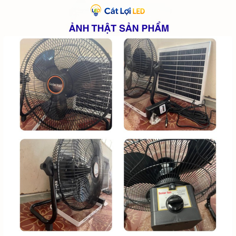 Quạt năng lượng Mặt Trời SOLAR FAN, Quạt tích điện chân quỳ, 3 cấp độ gió, Bảo hành 1 năm