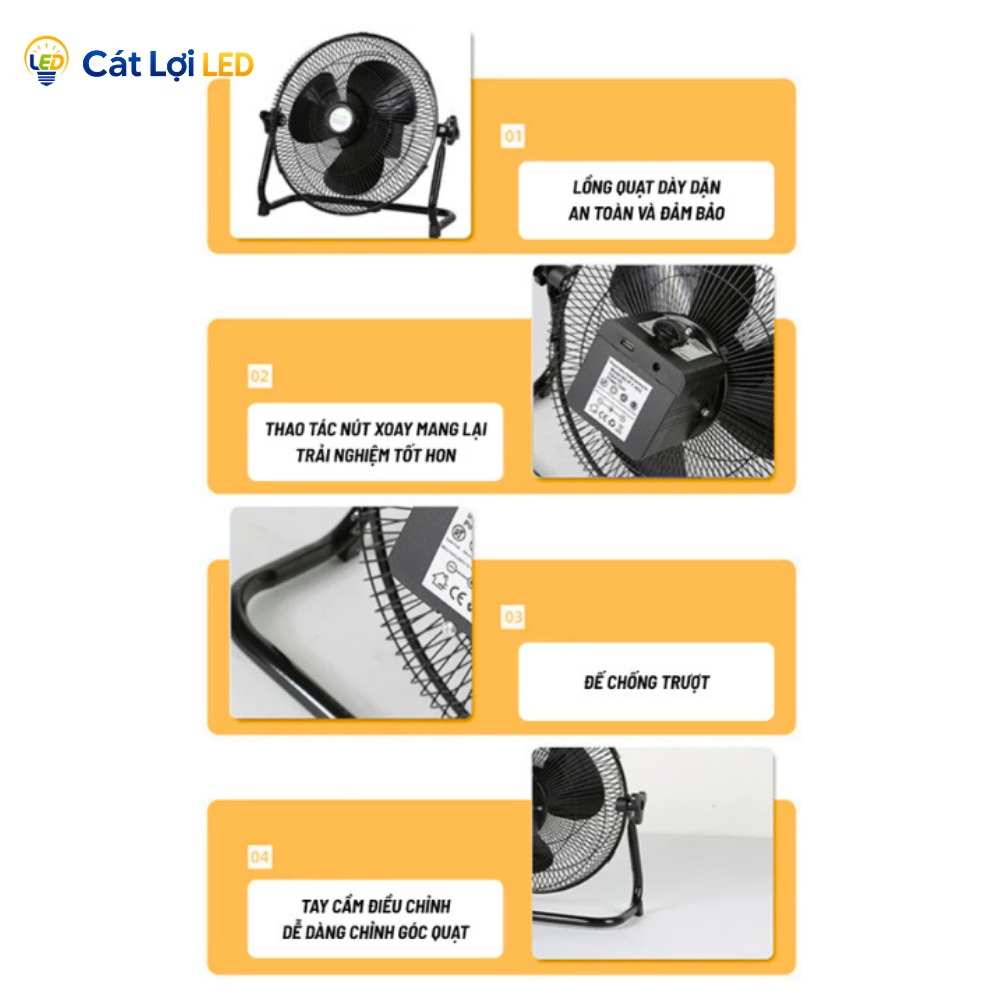 Quạt năng lượng Mặt Trời SOLAR FAN, Quạt tích điện chân quỳ, 3 cấp độ gió, Bảo hành 1 năm