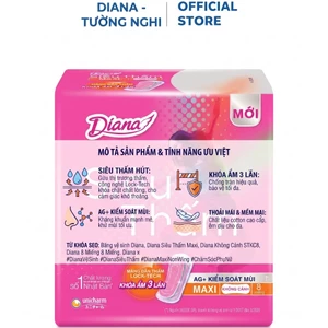 BVS DIANA SIÊU THẤM MAXI KHÔNG CÁNH (GÓI 8 MIẾNG) – KHÔ THOÁNG TUYỆT ĐỐI, TỰ TIN SẢI BƯỚC