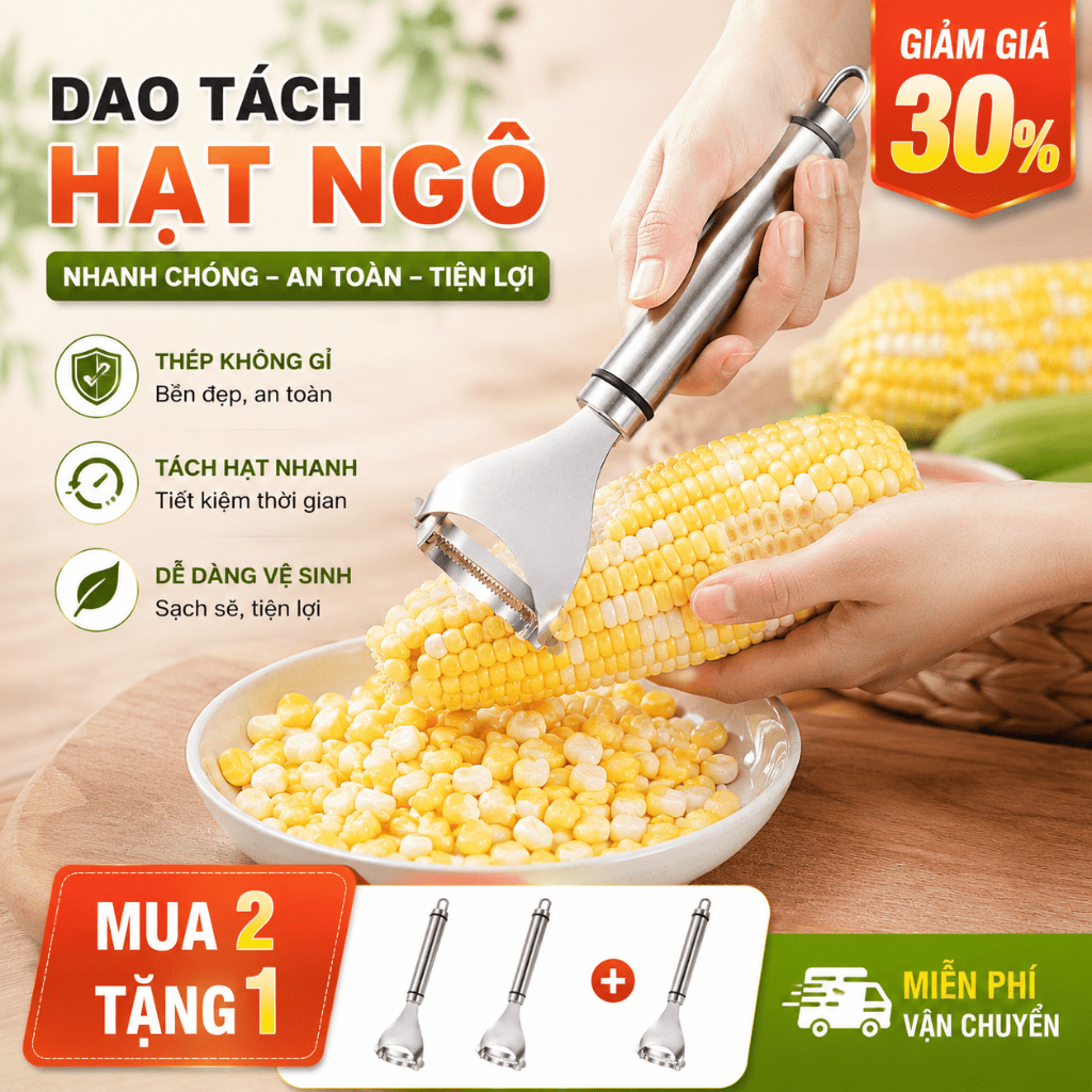 Công Cụ Tách Hạt Ngô Bằng Thép Không Gỉ, Tách Hạt Nhanh, Không Bị Văng Bẩn【Mua 2 tặng 1】
