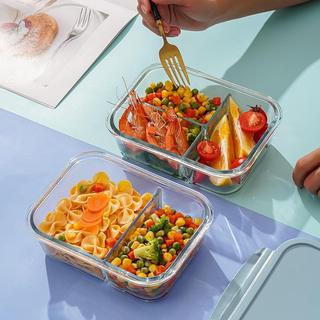 Hộp cơm thủy tinh 2 ngăn, 3 ngăn cao cấp chịu nhiệt tốt, nắp kín chống tràn mang cơm đi làm tiện lợi