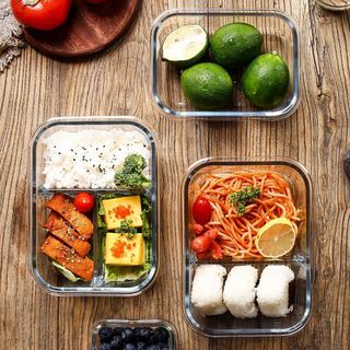 Hộp cơm thủy tinh 2 ngăn, 3 ngăn cao cấp chịu nhiệt tốt, nắp kín chống tràn mang cơm đi làm tiện lợi