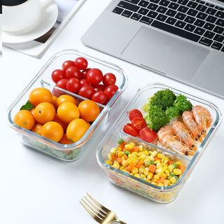 Hộp cơm thủy tinh 2 ngăn, 3 ngăn cao cấp chịu nhiệt tốt, nắp kín chống tràn mang cơm đi làm tiện lợi