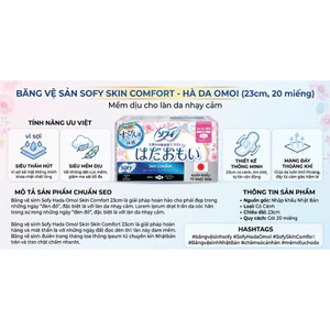 BĂNG VỆ SINH SOFY SKIN COMFORT HADAOVỆ SINH SOFY SKIN COMFORT HADAOMOI (23CM - 20 MIẾNG)