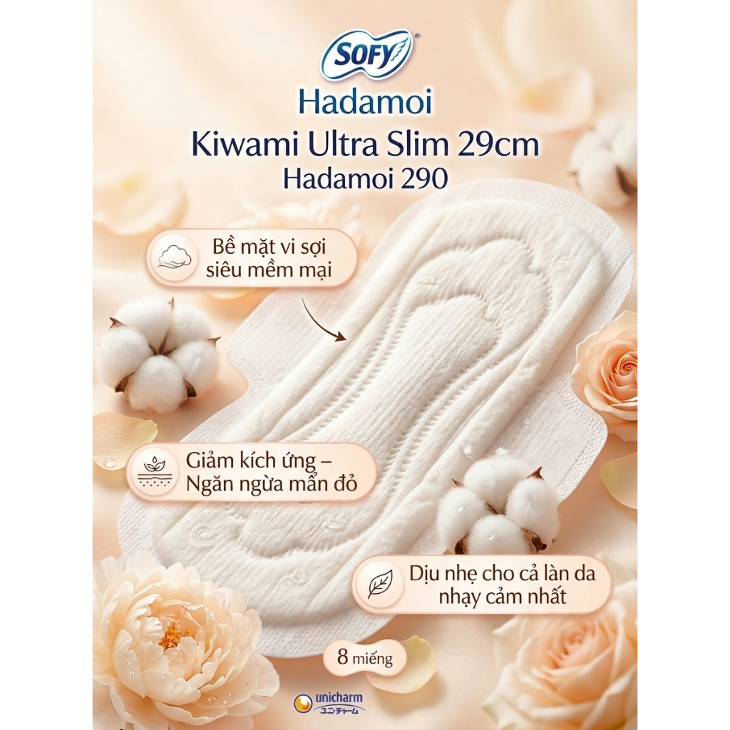 BVS SOFY HADAMOI ULTRA SLIM 29CM (8 MIẾNG) – ÊM DỊU CHO DA NHẠY CẢM