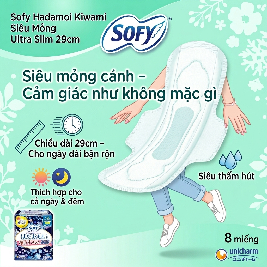 BVS SOFY HADAMOI ULTRA SLIM 29CM (8 MIẾNG) – ÊM DỊU CHO DA NHẠY CẢM