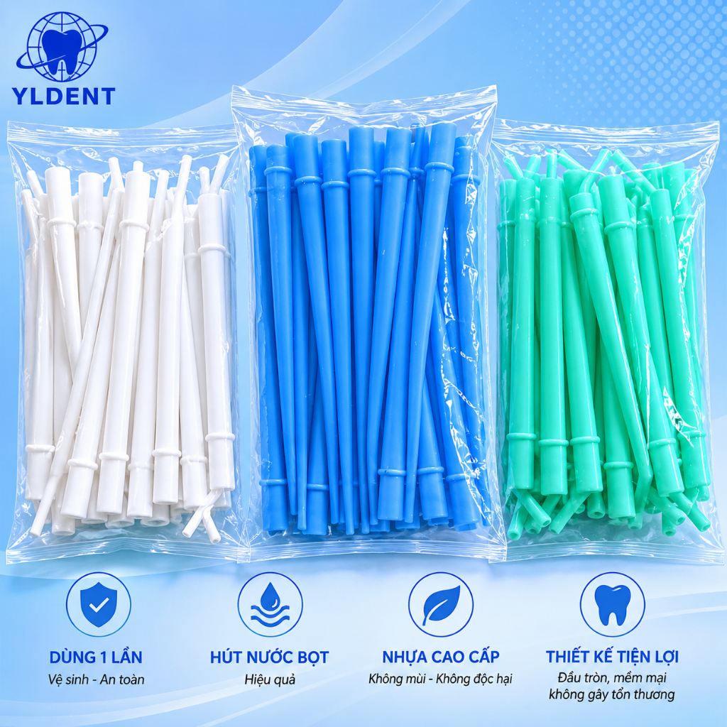 Ống hút phẫt thuật YLDENT dùng 1 lần trong nha - ống hút nước bọt - Xuất VAT