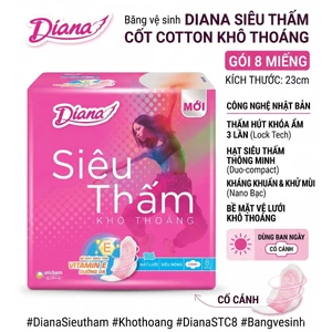 BVS DIANA SIÊU THẤM COTTON CÓ CÁNH (GÓI 8 MIẾNG) - DIANA CHÍNH HÃNG GIÁ TỐT