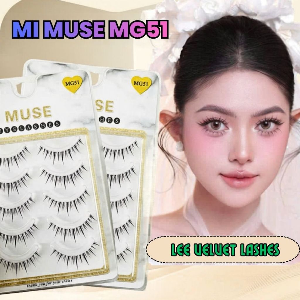 LeeVelvetLashes mi giả muse mg51 Mi Giả Sợi Tự Nhiên, Mềm Nhẹ, Không Lộ Chân Mi