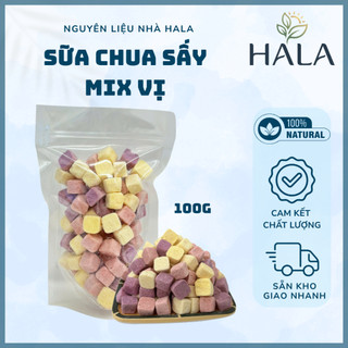 Túi 100g - 500g Sữa Chua Sấy Mix Vị Trái Cây Dạng Viên, Giòn, Xốp, Loại Ngon Ăn Vặt Tiện Lợi - HALA