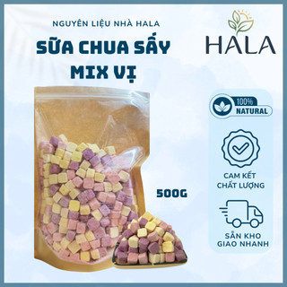Túi 100g - 500g Sữa Chua Sấy Mix Vị Trái Cây Dạng Viên, Giòn, Xốp, Loại Ngon Ăn Vặt Tiện Lợi - HALA