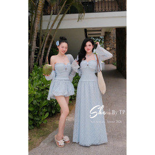 Set Váy Quây Chun Maxi Mix Cardigan Chuẩn She’s