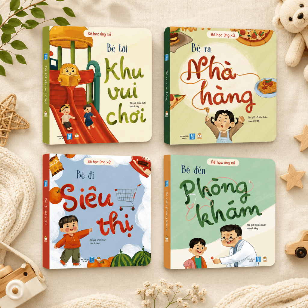 Bộ sách Bé học ứng xử bồi cứng 4 cuốn - Dòng kỷ luật tích cực cho bé 1-5 tuổi