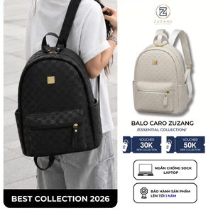 Balo Da PU Caro Đen/Be Sữa Nam Nữ ZuZang Đi Học Đi Chơi Chống Nước Size 38 Form Đẹp Cao Cấp Unisex