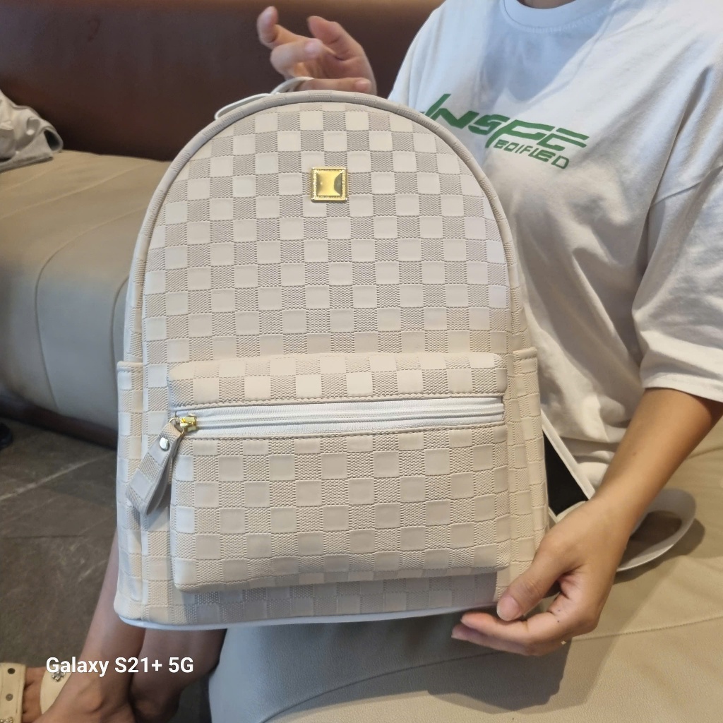 Balo Da PU Caro Đen/Be Sữa Nam Nữ ZuZang Đi Học Đi Chơi Chống Nước Size 38 Form Đẹp Cao Cấp Unisex