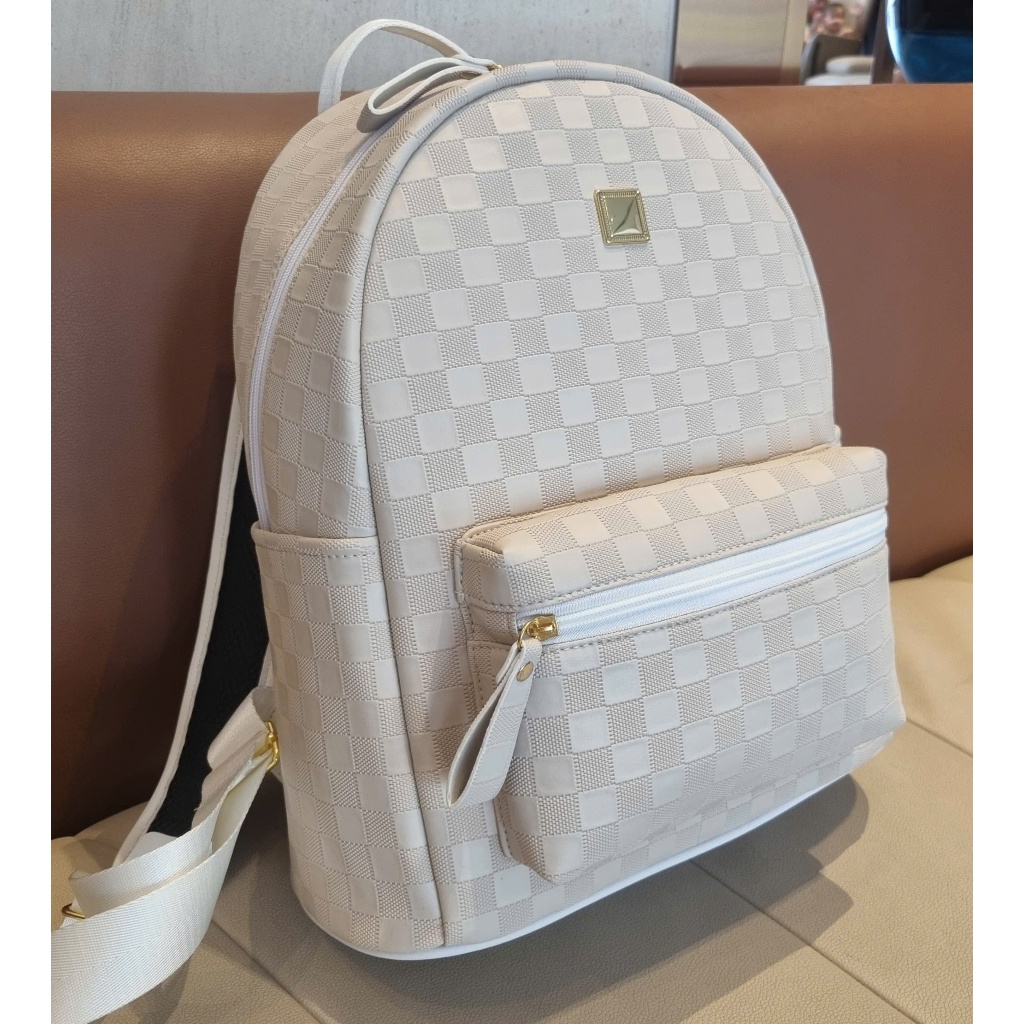 Balo Da PU Caro Đen/Be Sữa Nam Nữ ZuZang Đi Học Đi Chơi Chống Nước Size 38 Form Đẹp Cao Cấp Unisex