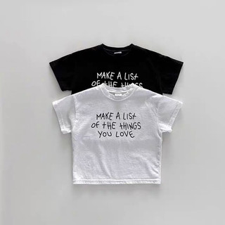 Áo thun áo phông cộc tay mùa hè bé trai bé gái Batala Kids, ÁO CỘC TAY ĐEN TRẮNG MAKE LIST từ 8-25kg