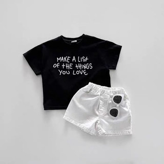 Áo thun áo phông cộc tay mùa hè bé trai bé gái Batala Kids, ÁO CỘC TAY ĐEN TRẮNG MAKE LIST từ 8-25kg