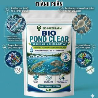 Vi Sinh Đa Dòng Bio Pond Clear 227gram, Xử Lý Nước Và Đáy Ao,Cắt Tảo Độc Phân Hủy Bùn Đáy Ao Nuôi Tôm Cá