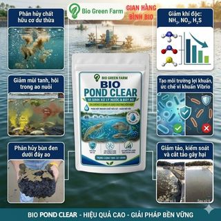 Vi Sinh Đa Dòng Bio Pond Clear 227gram, Xử Lý Nước Và Đáy Ao,Cắt Tảo Độc Phân Hủy Bùn Đáy Ao Nuôi Tôm Cá